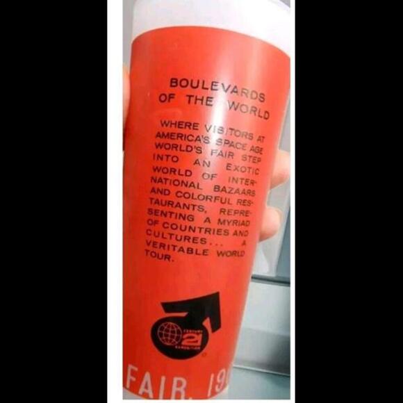 1962 Seattle World's Fair Glasses Red And Yellow Vintage Set Of 2 - Picture 5 of 5